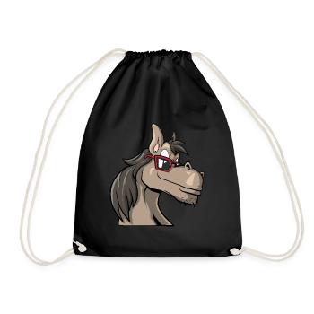 Cooles Pferd mit Sonnenbrille - Turnbeutel - Schwarz - Vorne