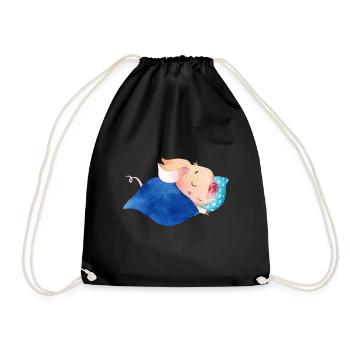 Piggy Pig Piglet Piglet Sleeping - Drawstring Bag - black - Front