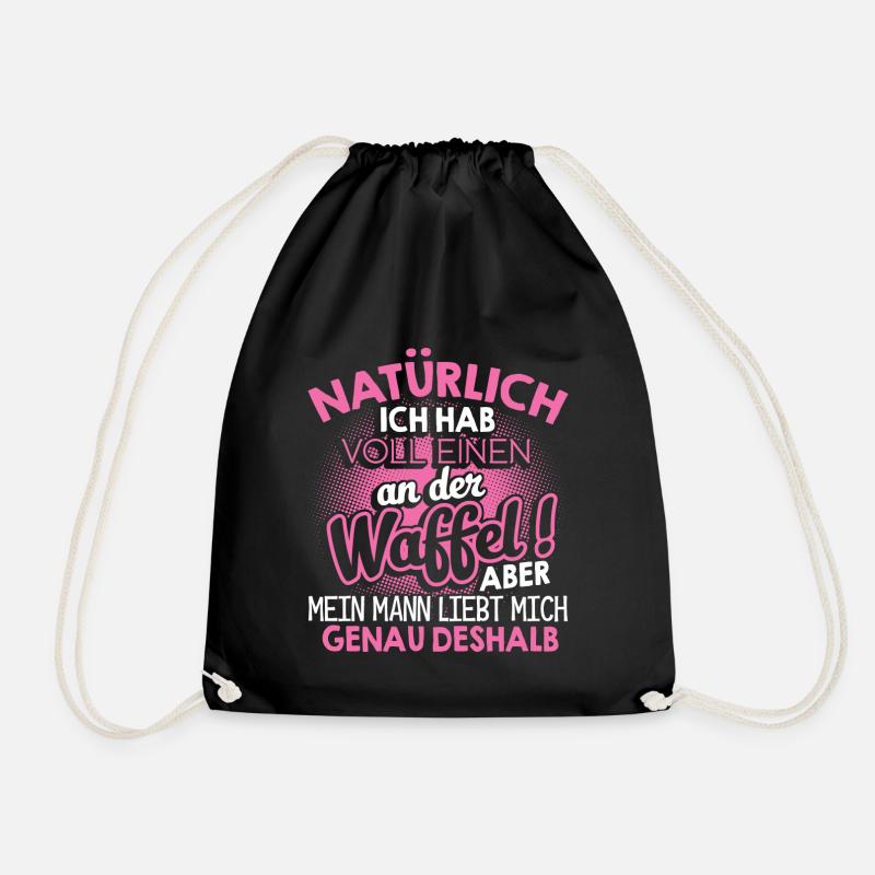 Waffel Bescheuert Bekloppt Mann Verrückt Geschenk - Turnbeutel - Schwarz