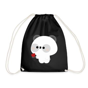 Panda nourrissant l’amour - Sac de sport léger - noir - Devant