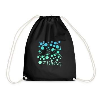 diving tauchen - Turnbeutel - Schwarz - Vorne