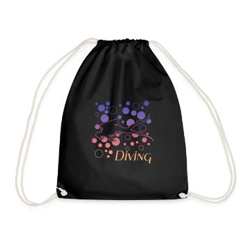 diving tauchen - Turnbeutel - Schwarz - Vorne