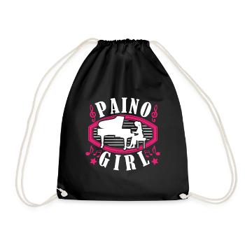Daughter of Piano Pianist Grand piano Piano Girl - Drawstring Bag - black - Front