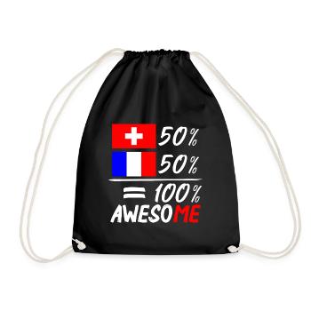 50% Switzerland 50% France - Drawstring Bag - black - Front