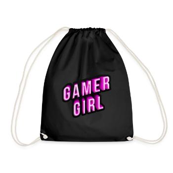 gamer girl pink 3d effekt - Turnbeutel - Schwarz - Vorne
