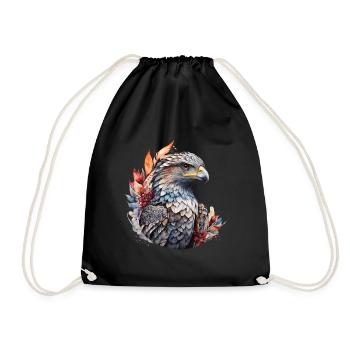 Majestic eagle in floral elegance - Drawstring Bag - black - Front