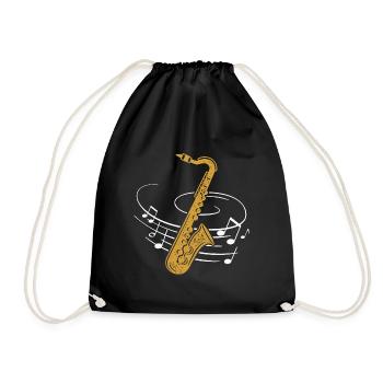 Saxophone Partition Jazz Saxophoniste Brass Band Musicien - Sac de sport léger - noir - Devant