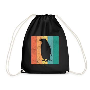 Pinguin Pinguine Tier Eis Südpol Retro Geschenk - Turnbeutel - Schwarz - Vorne
