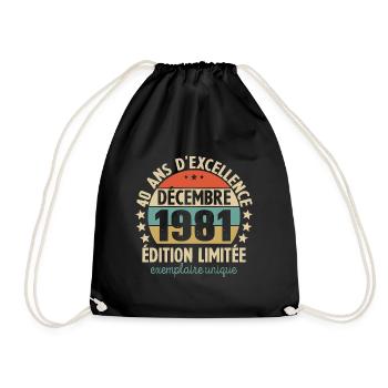 40 Ans Anniversaire Millésime Né en Décembre 1981 - Sac de sport léger - noir - Devant