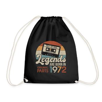Legends Casette 1972 Birthday Gift 51 Years - Drawstring Bag - black - Front