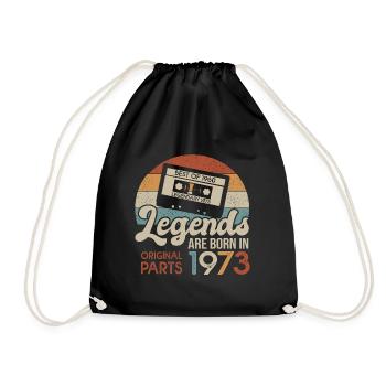 Legends Casette 1973 Birthday Gift 50 Years - Drawstring Bag - black - Front