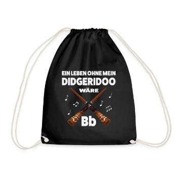 Didgeridoo Musiker Musiktherapie Geschenk - Turnbeutel - Schwarz - Vorne
