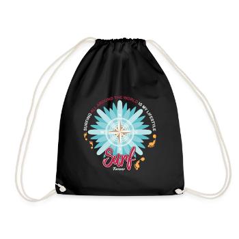 Travel across the world on a wave. - Drawstring Bag - black - Front