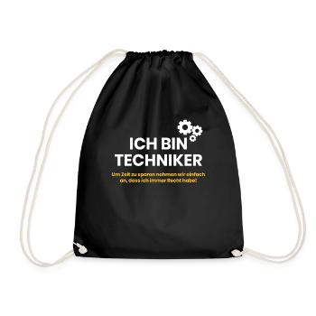 Ich bin Techniker - Turnbeutel - Schwarz - Vorne