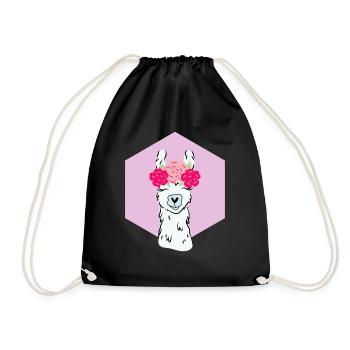 Lama avec la couronne de fleurs alpaga LLama cadeau animal - Sac de sport léger - noir - Devant