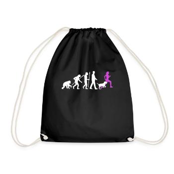 Evolution Laufen Jogger Gassi Hund Herrchen - Turnbeutel - Schwarz - Vorne