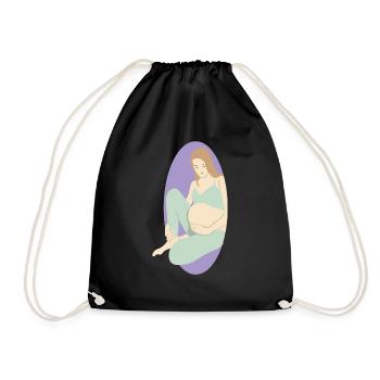Glücklich Schwanger Babybauch Geburt Baby Geschenk - Turnbeutel - Schwarz - Vorne