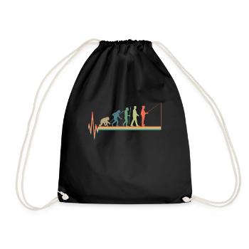 Evolution fishing heartbeat retro vintage - Turnbeutel - Schwarz - Vorne