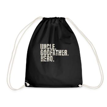 Uncle T Shirt Cool godfather hero family gift - Drawstring Bag - black - Front