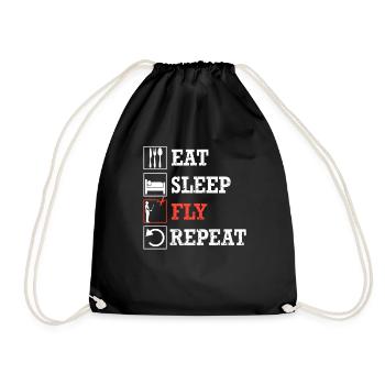 eat sleep fly repeat - retro vintage old school - Turnbeutel - Schwarz - Vorne