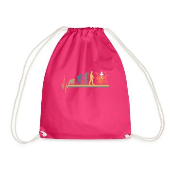 Evolution Drummer Schlagzeug Retro Bunt - Turnbeutel - Fuchsia - Vorne