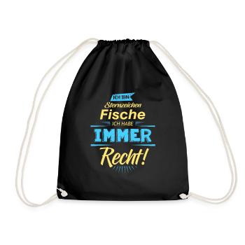 Sternzeichen Fische Spruch - Turnbeutel - Schwarz - Vorne