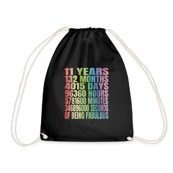 11ème anniversaire tshirt fille 11 ans cadeau de fête - Sac de sport léger - noir - Devant