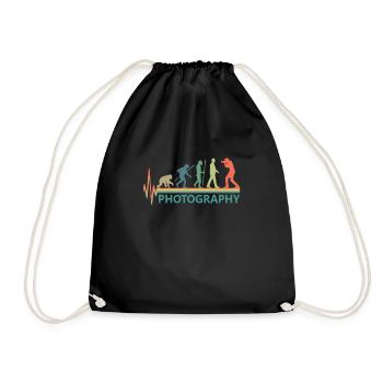 evolution photography retro vintage heartbeat - Turnbeutel - Schwarz - Vorne