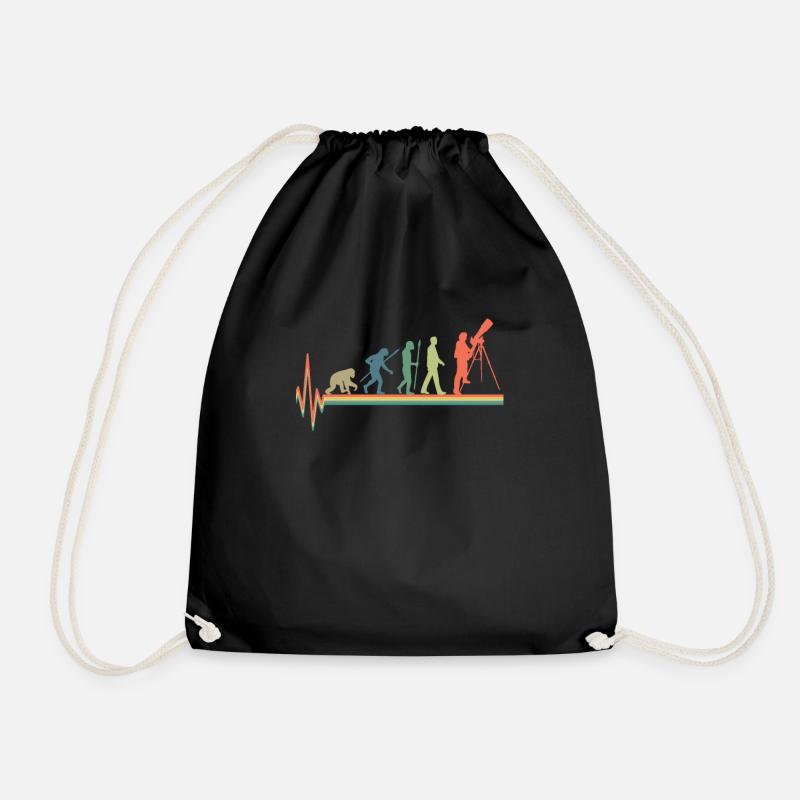 Retro Evolution Astronomy Telescope Gift - Drawstring Bag - black