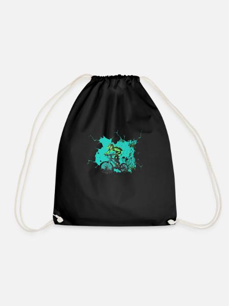 Mountain Biker 3D Mountain Bike Downhill Gift - Drawstring Bag - black