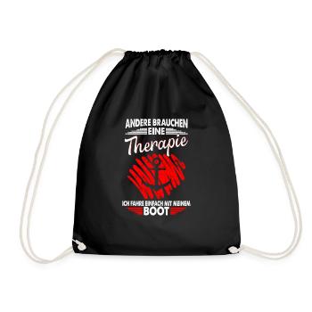 Therapie Boot Motorboot Urlaub Geschenk - Turnbeutel - Schwarz - Vorne