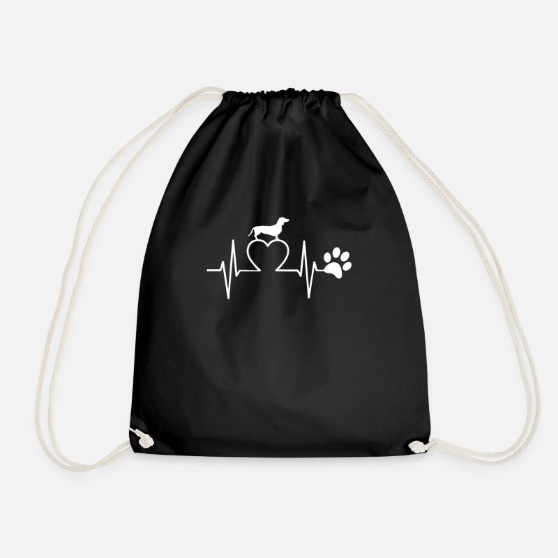 Dackel Herzschlag Heartbeat Dachshund Geschenk - Turnbeutel - Schwarz