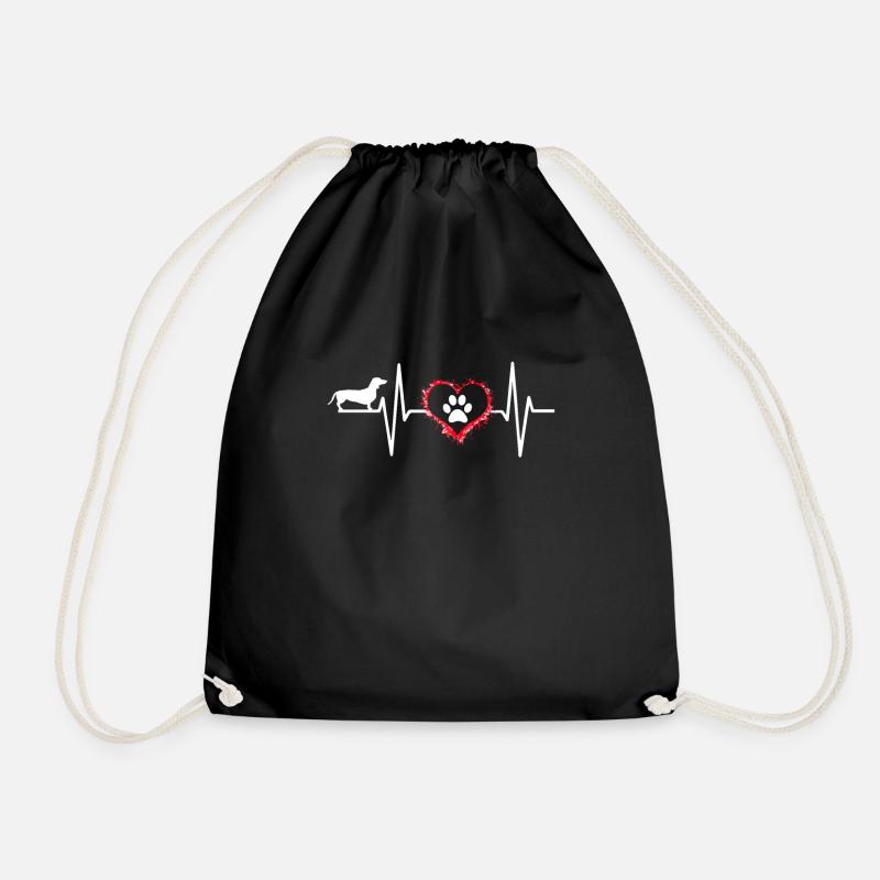 Dackel Herzschlag Pfote Geschenk - Turnbeutel - Schwarz