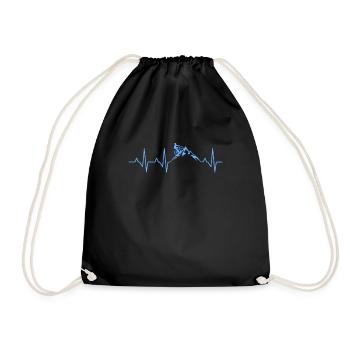 Heartbeat Mountains Bicycle MTB Mountain Bike Gift - Drawstring Bag - black - Front