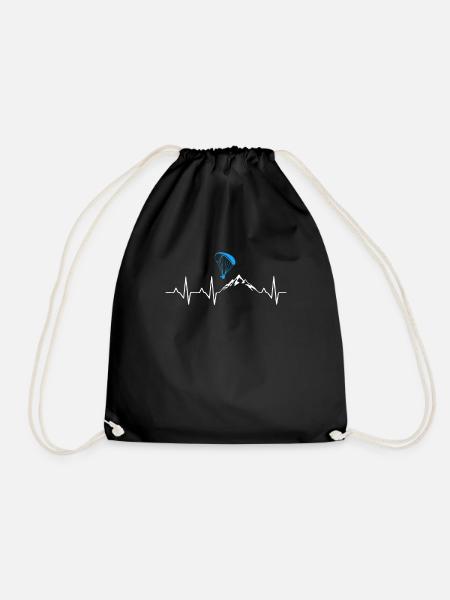 Paragleiter Paragliding Heart Herzschlag Geschenk - Turnbeutel - Schwarz