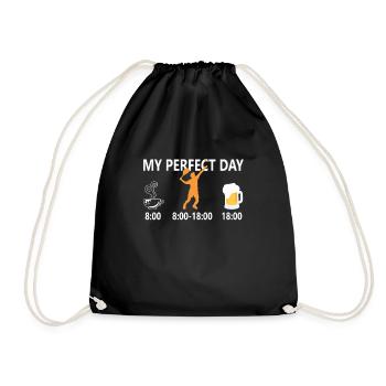 My perfect day tennis beer coffee day plan - Drawstring Bag - black - Front