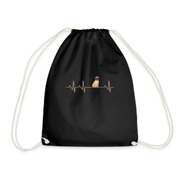 Mops Herzschlag Pug Heartbeat - Drawstring Bag - black - Front