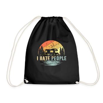 Camper Wohnwagen I Hate People Vintage - Turnbeutel - Schwarz - Vorne