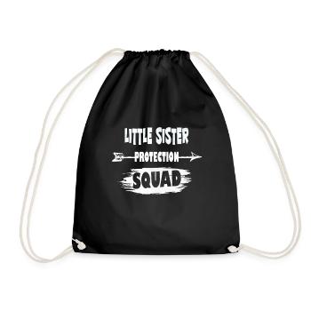 Little Sister Protection Squad - Cute BDay Party - Drawstring Bag - black - Front