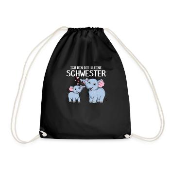 Ich bin die kleine Schwester süßer Elefant - Turnbeutel - Schwarz - Vorne