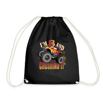 I'm 8 And Crushing It 8th Birthday Child Monster - Drawstring Bag - black - Front