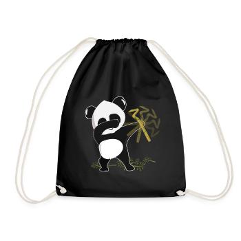 dabbing panda - bamboo panda bear gift - Drawstring Bag - black - Front