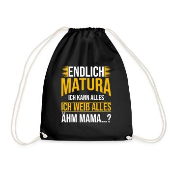 Endlich Matura Abitur Abschluss 2020 Spruch Mama - Turnbeutel - Schwarz - Vorne