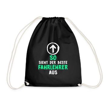 So sieht der beste Fahrlehrer aus Geschenk - Turnbeutel - Schwarz - Vorne