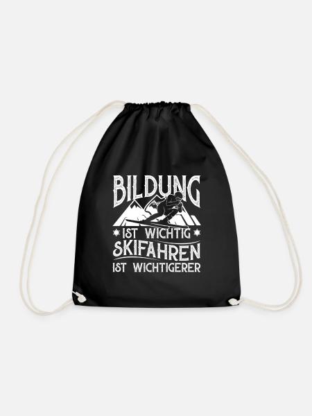 Bildung ist wichtig Skifahren ist wichtigerer - Turnbeutel - Schwarz