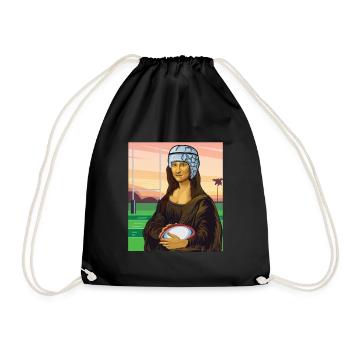 Mona Lisa Rugby Rugger Wear Rugbyspieler Geschenk - Turnbeutel - Schwarz - Vorne