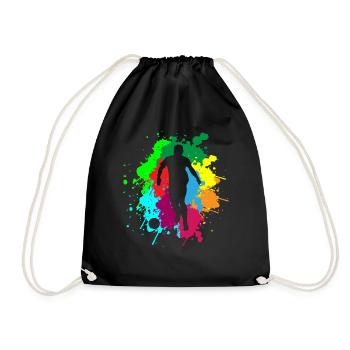Retro Football Silhouette Football Player Vintage - Drawstring Bag - black - Front