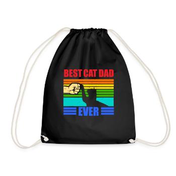 Vintage Best Cat Dad Ever Vintage cat dad - Drawstring Bag - black - Front