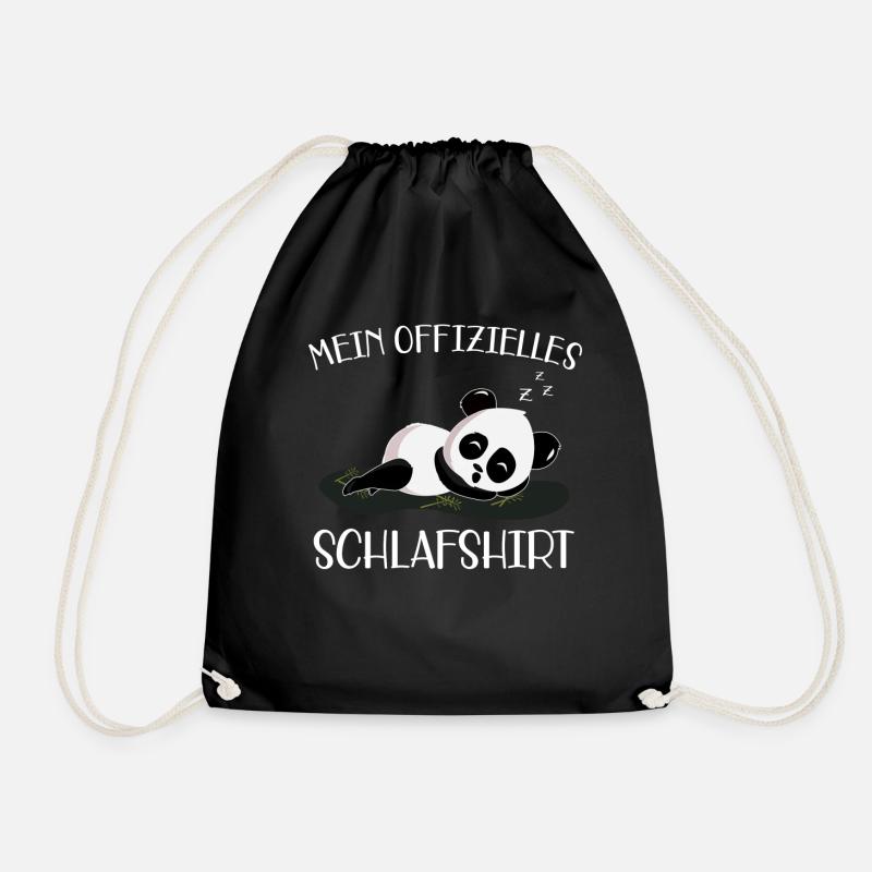 Offizielles Schlafshirt Pandabär Lazy Panda - Turnbeutel - Schwarz