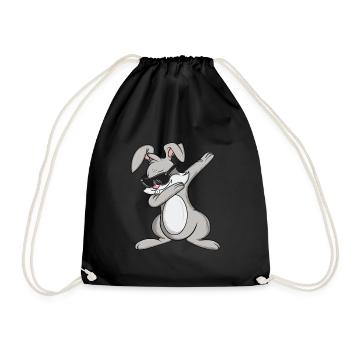 Dabbing Rabbit Sunglasses Easter Cool Gift - Drawstring Bag - black - Front